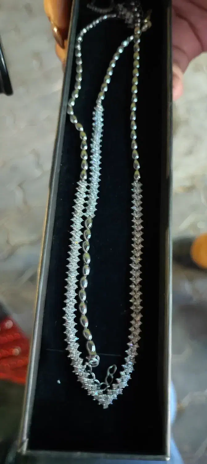 گردنبند و دستبند ست نقره نو مدل جواهری|بدلیجات|کیش, |دیوار