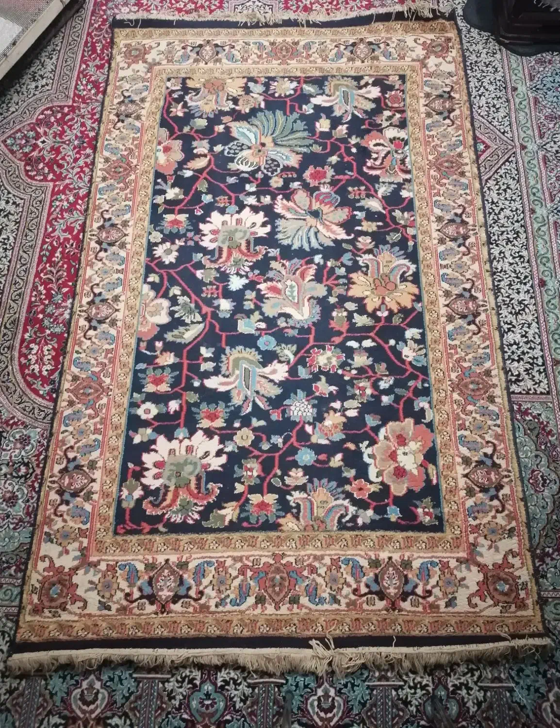 گلیم فرش سورمه ای|گلیم، جاجیم، گبه|رفسنجان, |دیوار