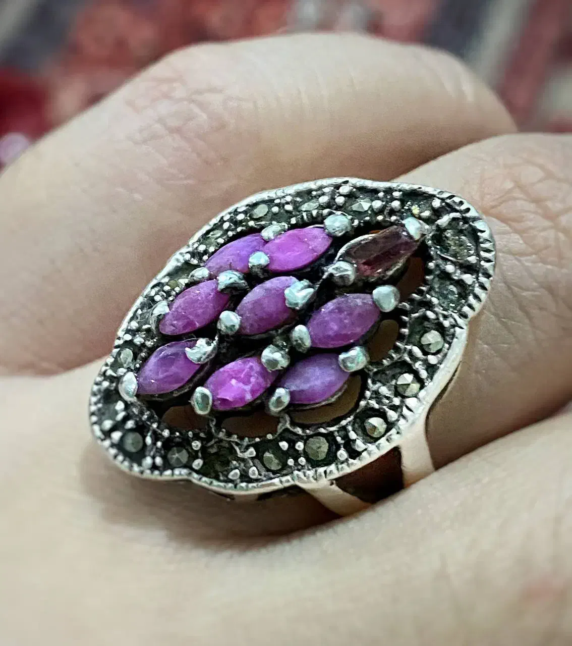 انگشتر دست‌ساز نگین 9 عدد یاقوت معدنی|جواهرات|محمدشهر, محمدشهر|دیوار