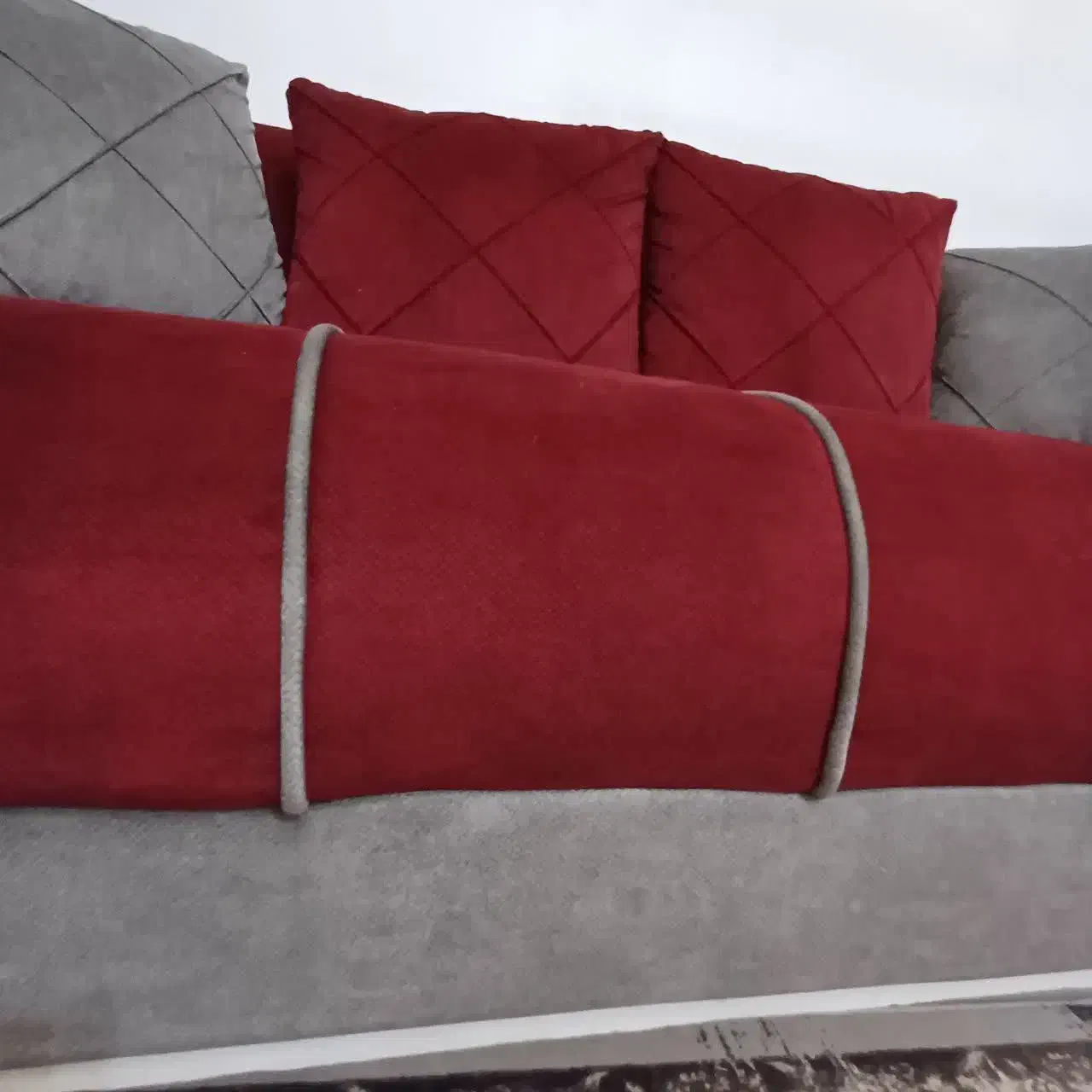 مبل هفت نفره زرشکی طوسی|مبلمان خانگی و میز عسلی|سنگر, |دیوار