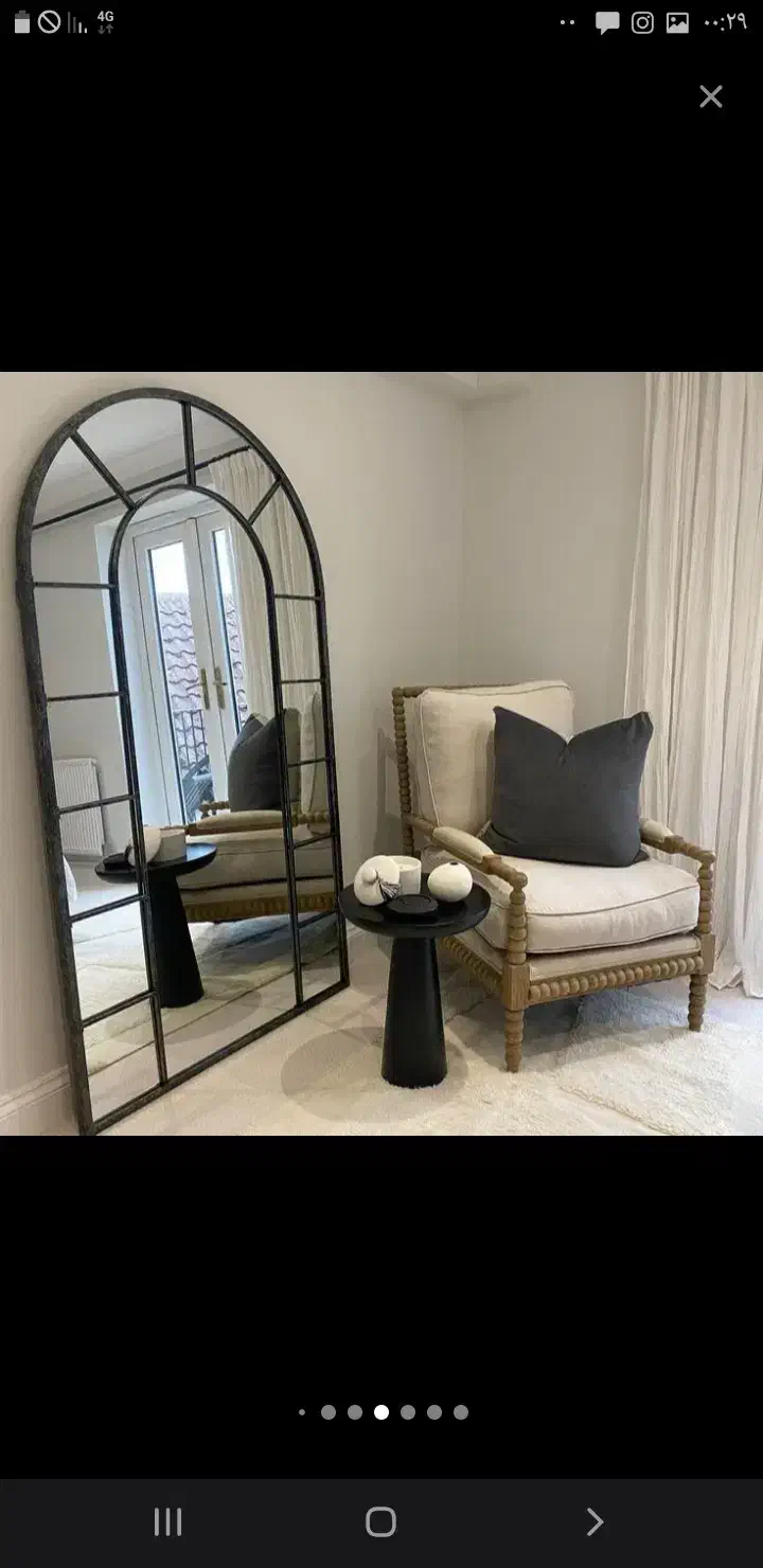 آینه قدی پنجرهای فلزی رنگ سفید مشکی|آینه|بروجرد, |دیوار