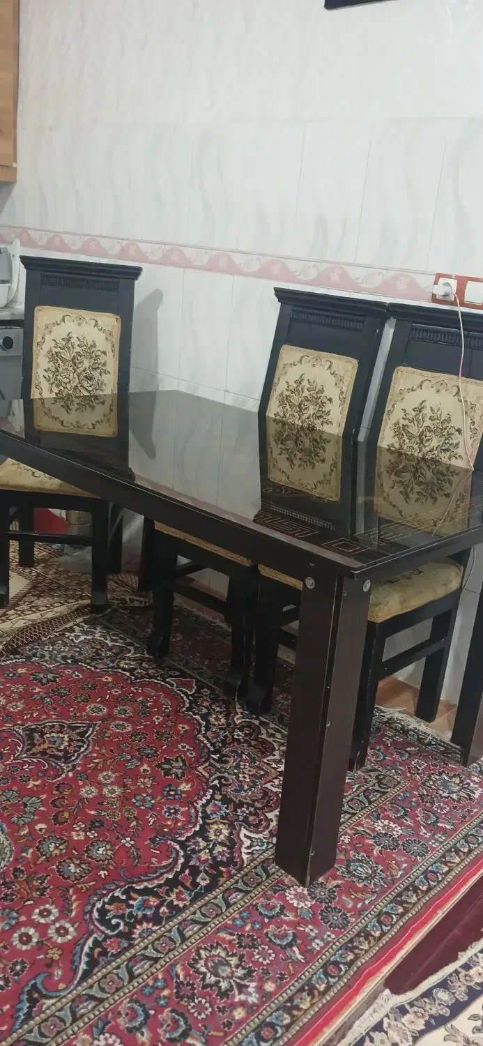 میزغذا خوری شیش نفره|میز و صندلی غذاخوری|گرمی, |دیوار