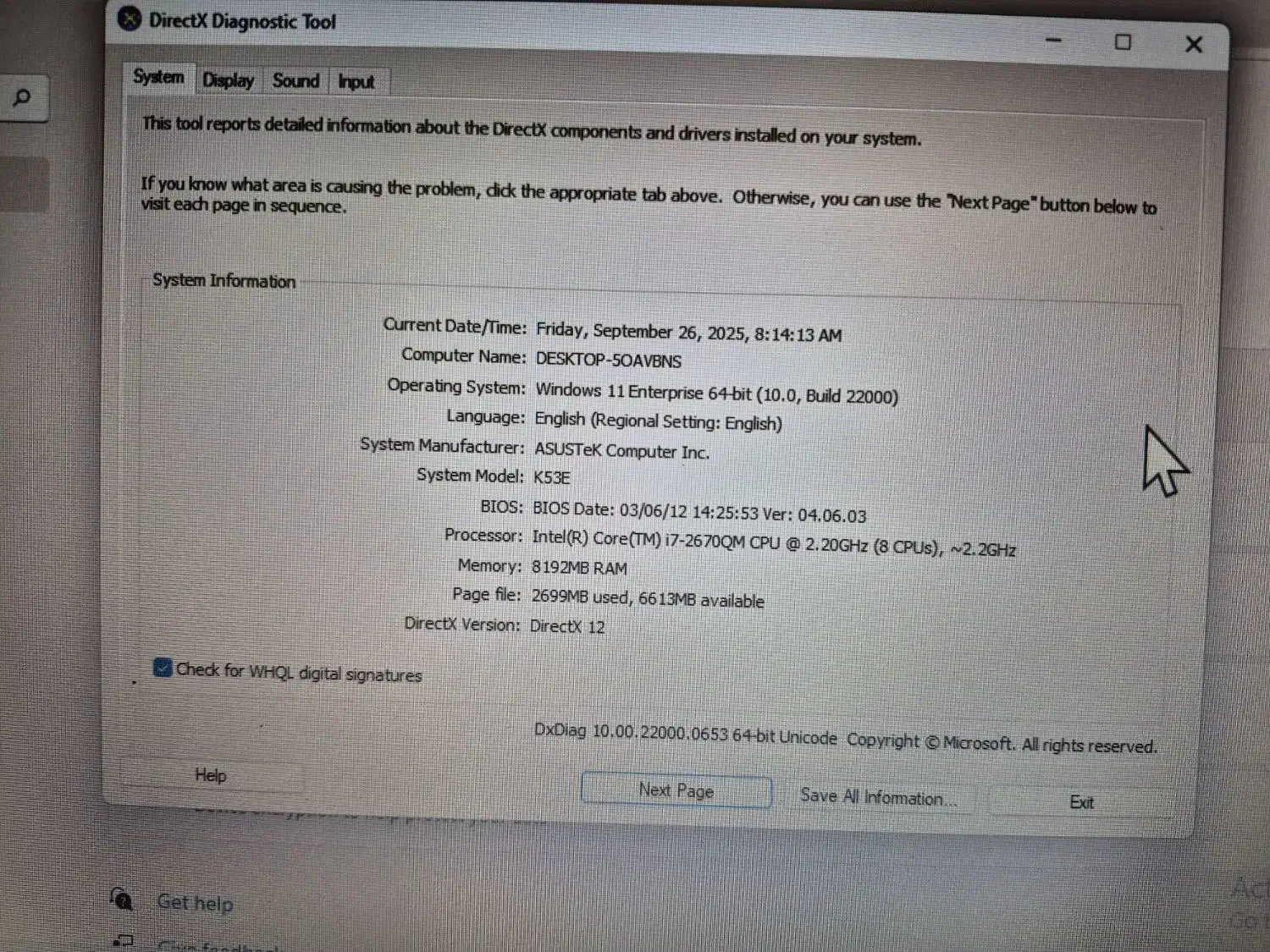 لپ‌تاپ ASUS K5۳  Core i7  رم 8GB|رایانه همراه|لنجان, |دیوار