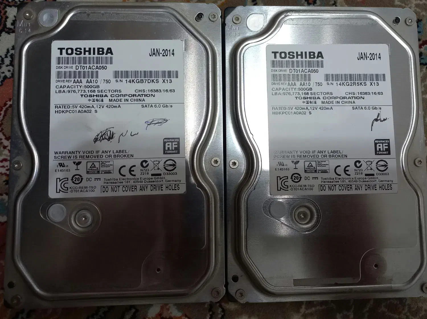 ۲ عددهارد توشیبا ۵۰۰ گیگ|قطعات و لوازم جانبی رایانه|رضوانشهر, |دیوار