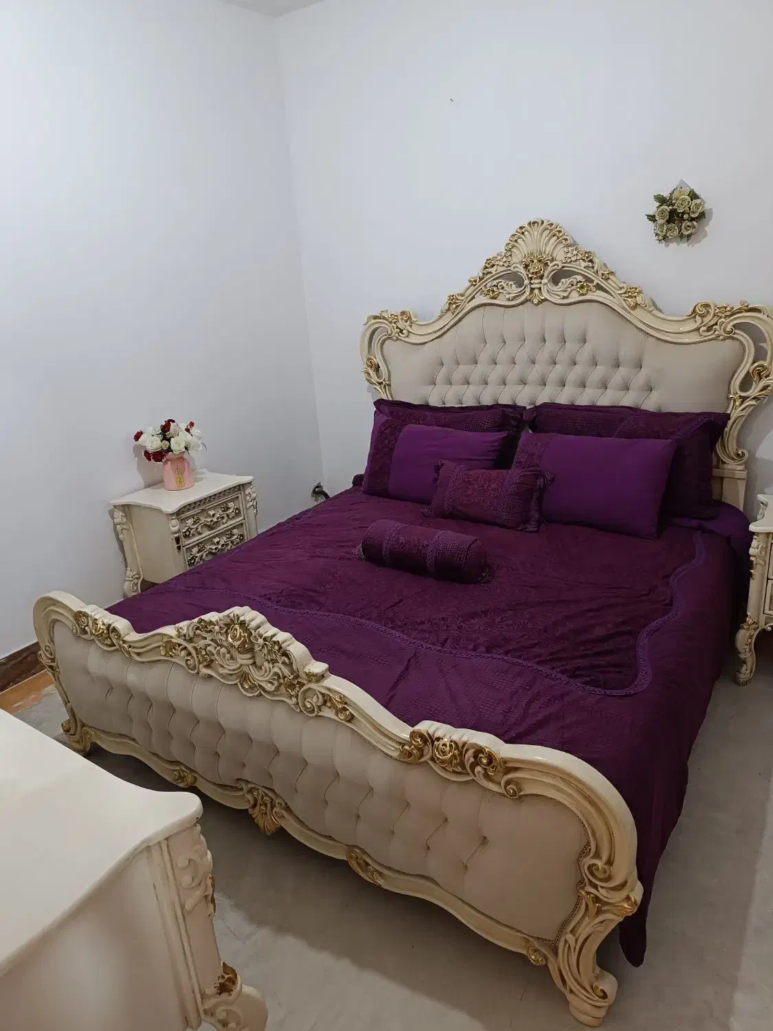 سرویس خواب سلطنتی همراه تشک و روتختی200*180|تخت و سرویس خواب|میانه, |دیوار