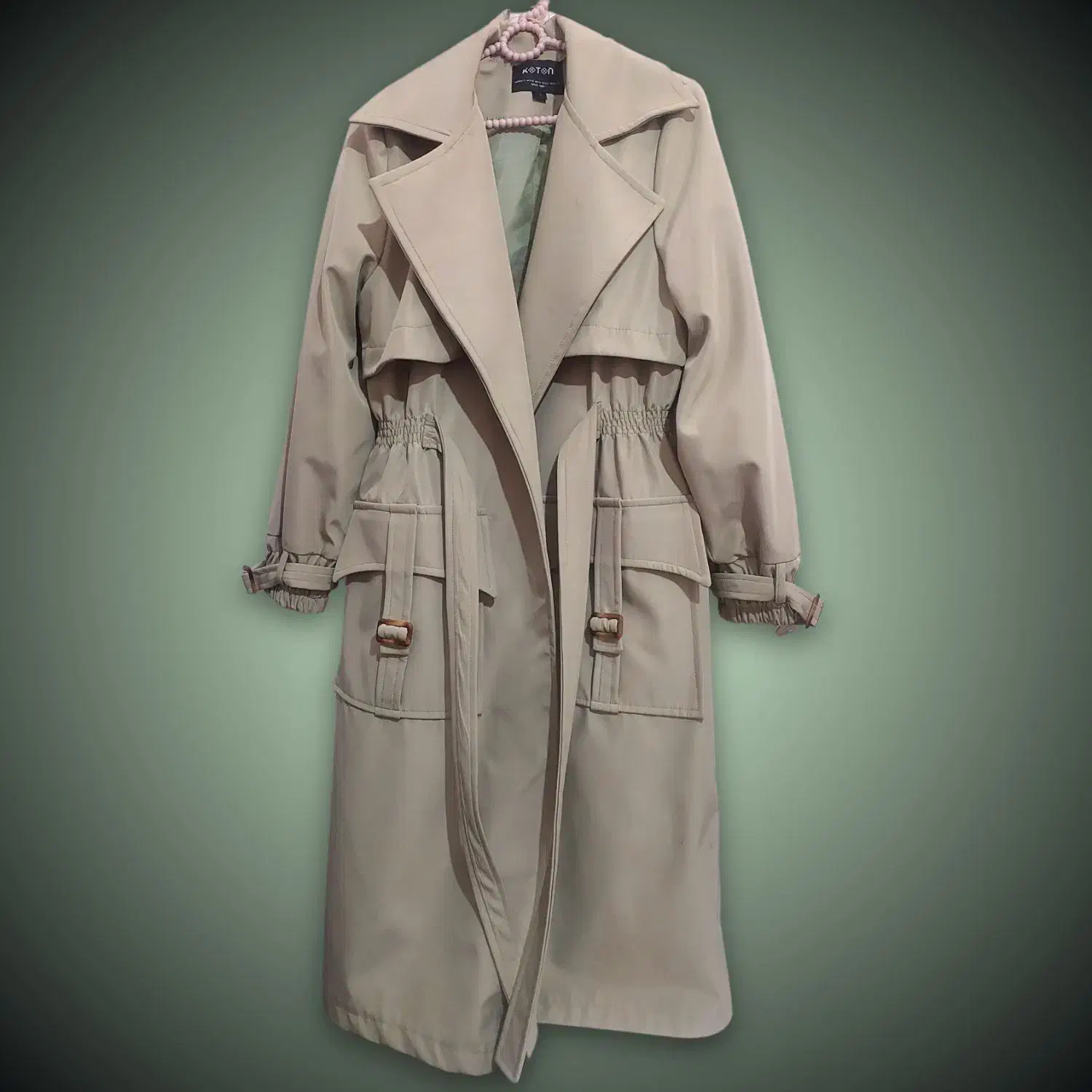 بارانی بلند سبز پاستیلی نو و قیمت مناسب|لباس|کبودرآهنگ, |دیوار