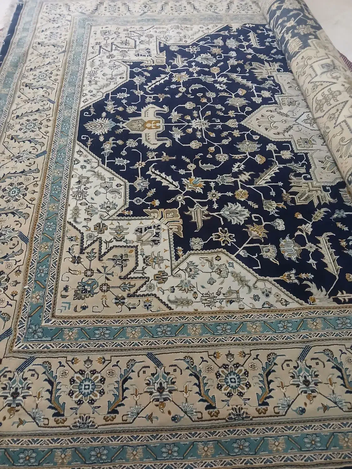 فرش 12متری ماشینی سرمه ای|فرش|رودهن, |دیوار