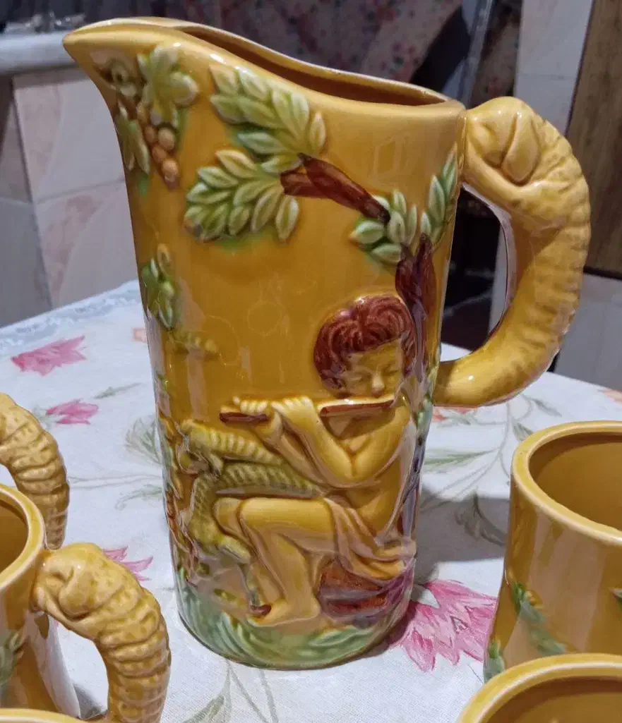 یک دست پارچ وشش لیوان ژاپنی عتیقه|کلکسیون اشیاء عتیقه|خسروشاه, |دیوار