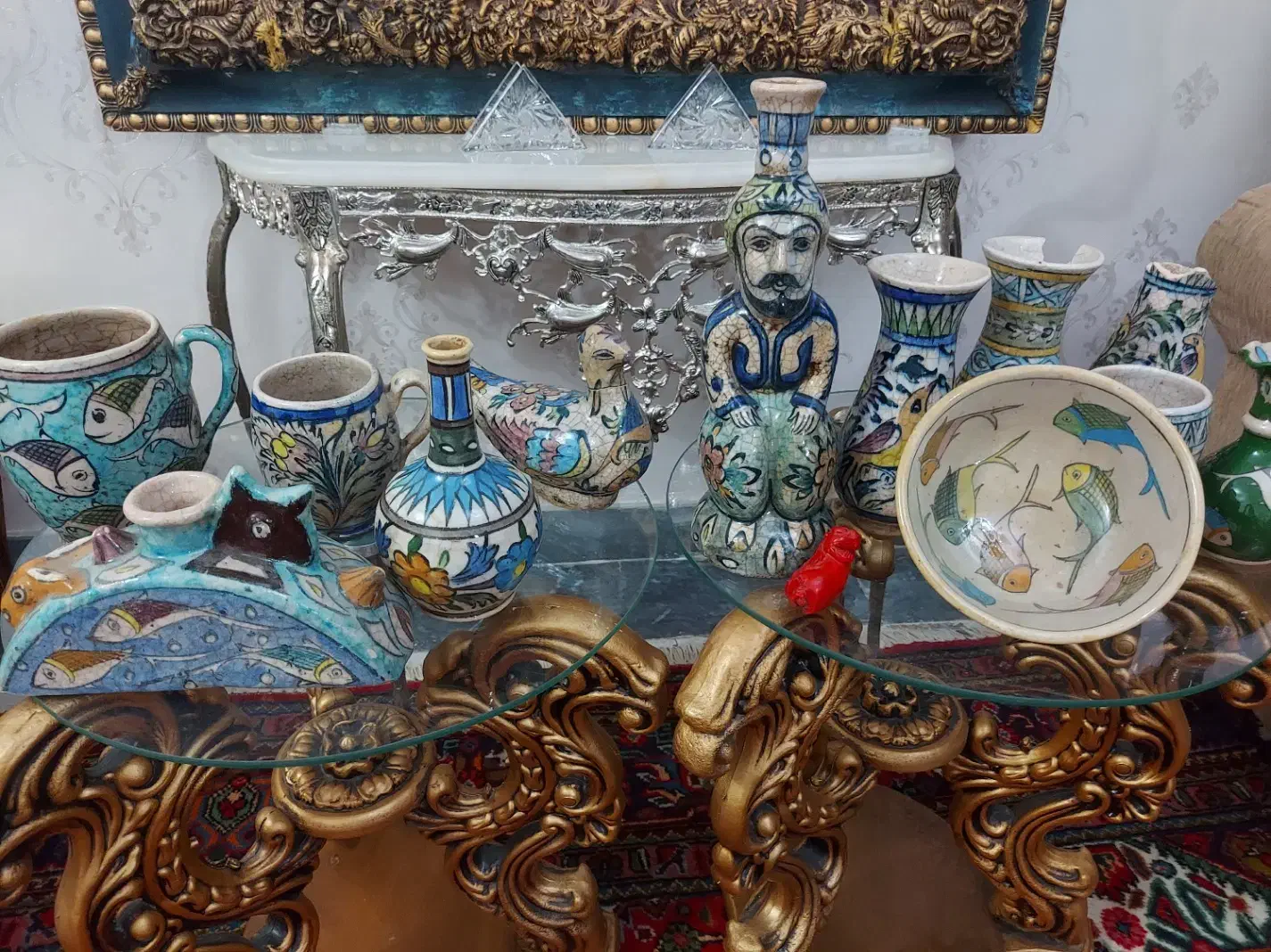 ۱۲پارچه ظروف تَرَک عتیقه از پدربزرگم مونده|کلکسیون اشیاء عتیقه|خوی, |دیوار