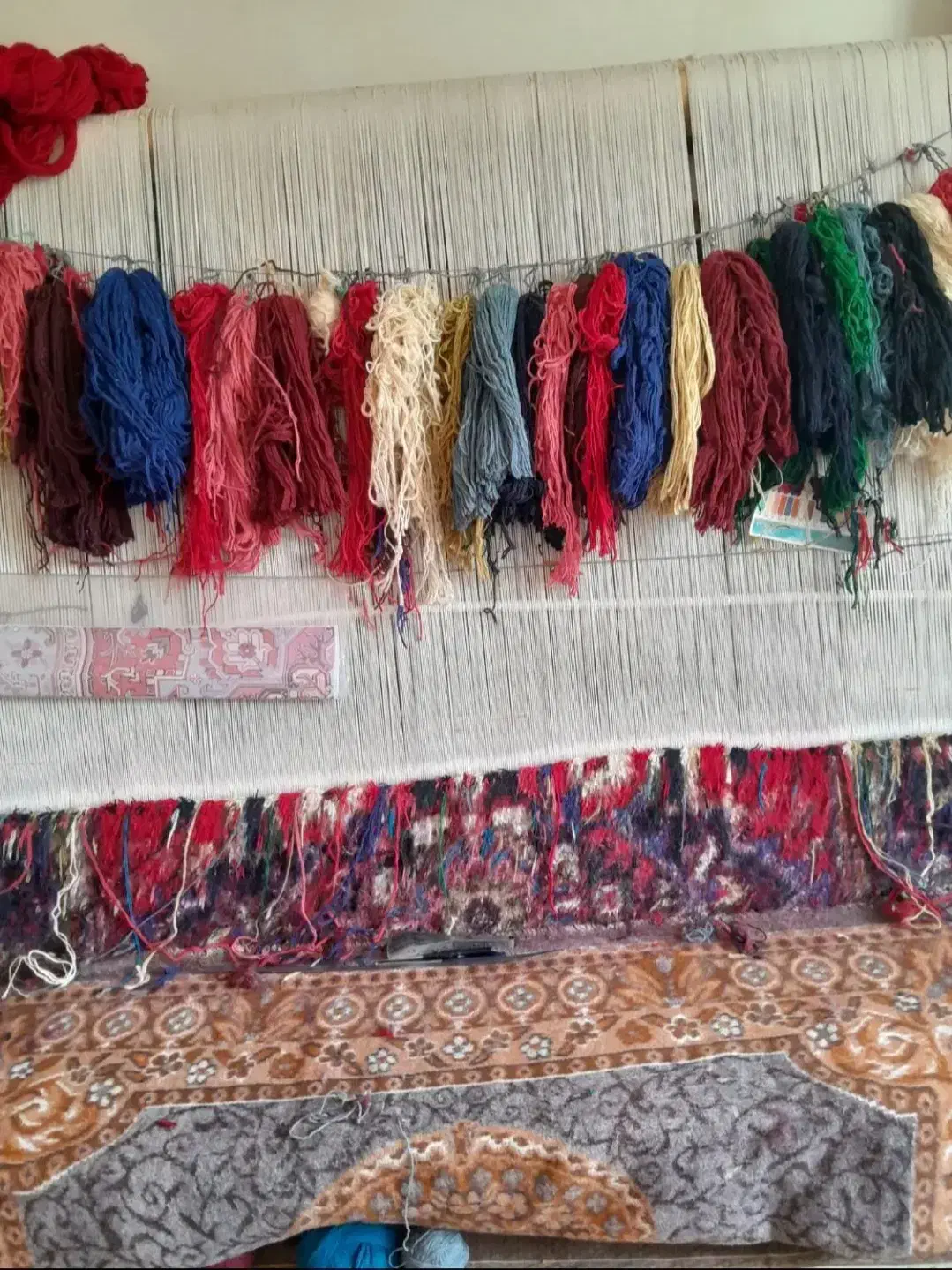 فرش هریس تاجری نیمه کاره با نخاش|فرش|تبریز, |دیوار