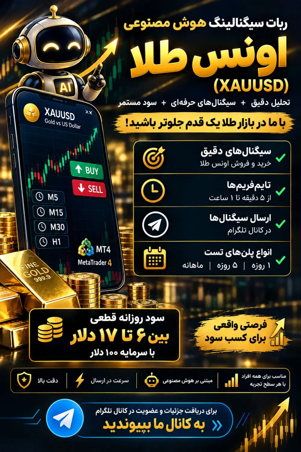 ربات سیگنال دهنده هوش مصنوعی با سود روزانه قطعی|خدمات آموزشی|تهران, اوین|دیوار