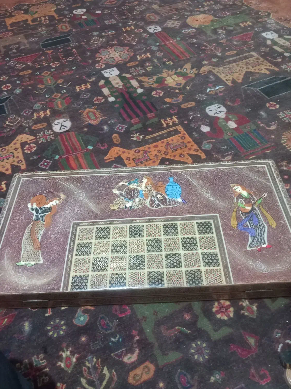 تخته نرد خاتم کاری شده با عکس لیلی و مجنون|اسباب‌بازی بچه|اندیشه, اندیشه فاز ۱|دیوار