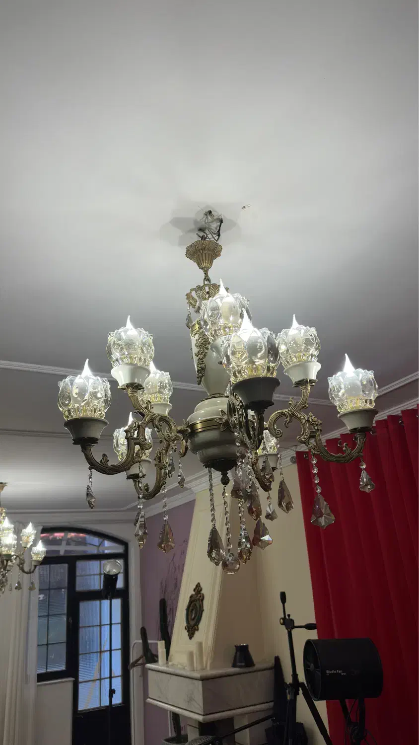 لوستر برنجی|لوستر و چراغ آویز|تبریز, |دیوار