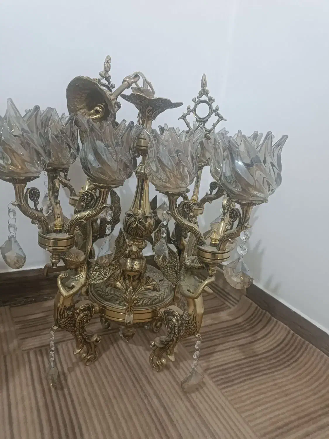 لوستر برنجی خالص|لوستر و چراغ آویز|همدان, |دیوار