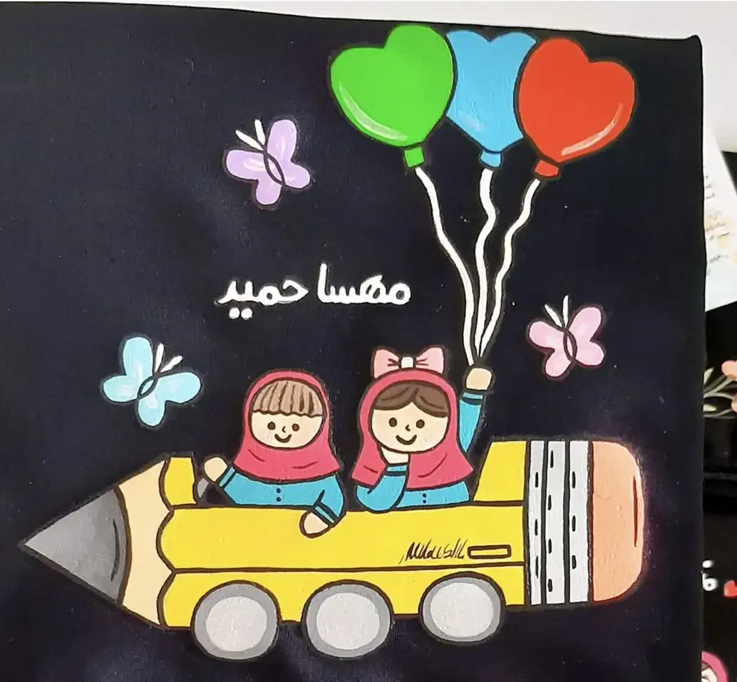نقاشی روی مقنعه|لباس|گرگان, |دیوار