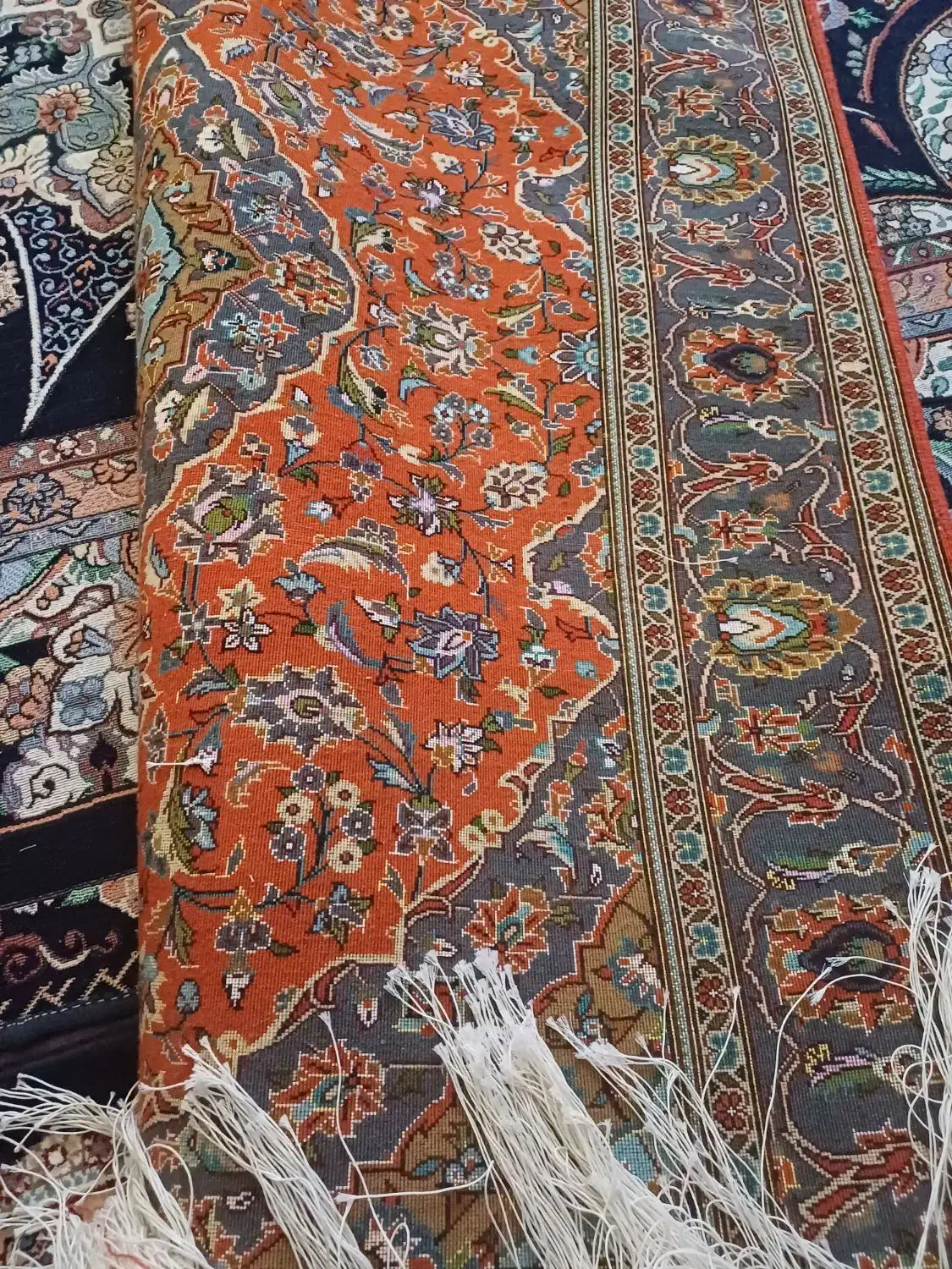 فرش دست باف زرع و نیم .نخ ابریشم و مرینوس|فرش|اسدآباد, |دیوار