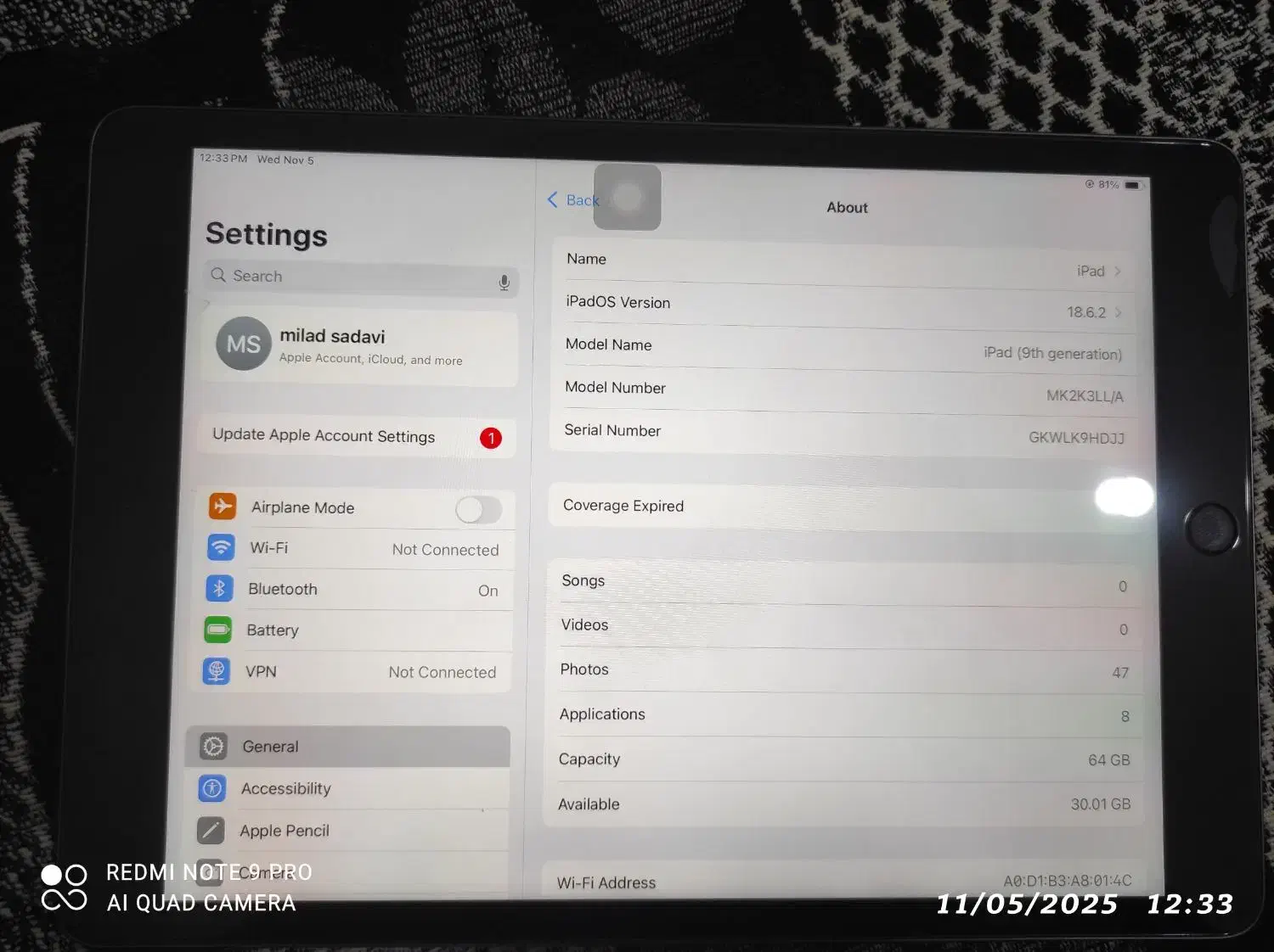 ipad نسل 9 2021 آبپخش|تبلت|بوشهر, |دیوار