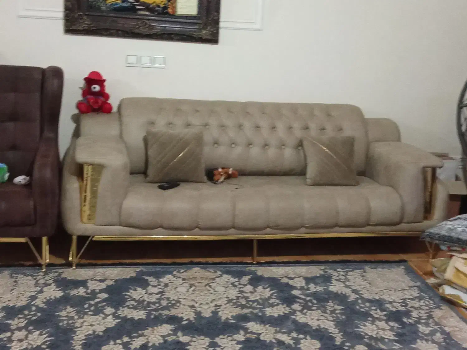 مبل ۷نفره پایه فلزی طلایی چستر|مبلمان خانگی و میز عسلی|سرخرود, |دیوار