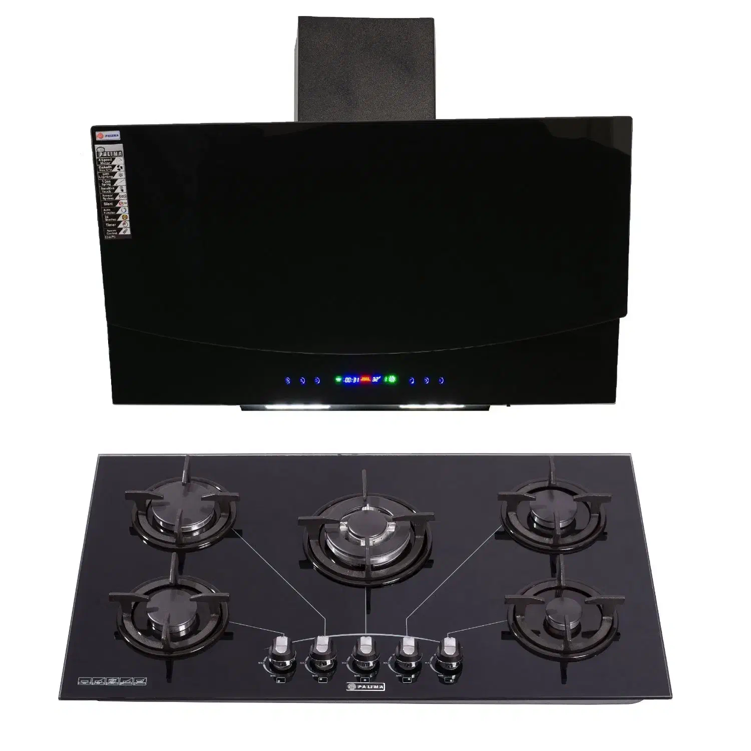 پک هود و گاز شیشه ای ۵شعله/هود شیشه ای و مخفی لمسی|عمده‌فروشی|زاهدان, |دیوار