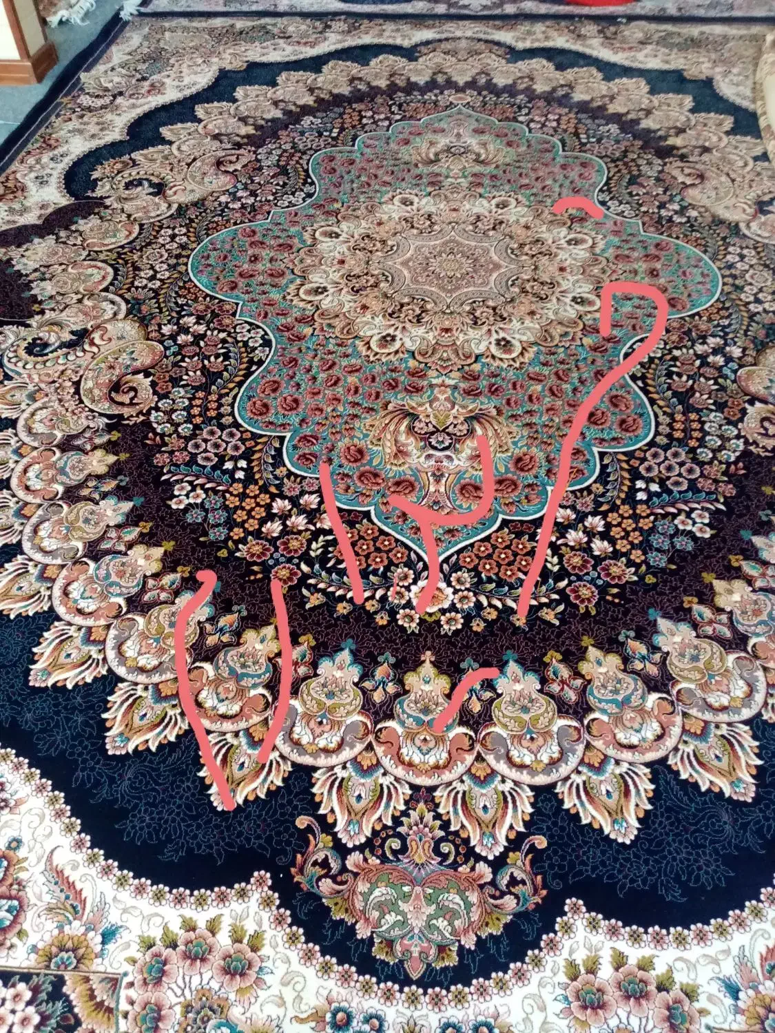 فرش 12متری سرمه ای طرح ارکیده|فرش|بروجرد, |دیوار