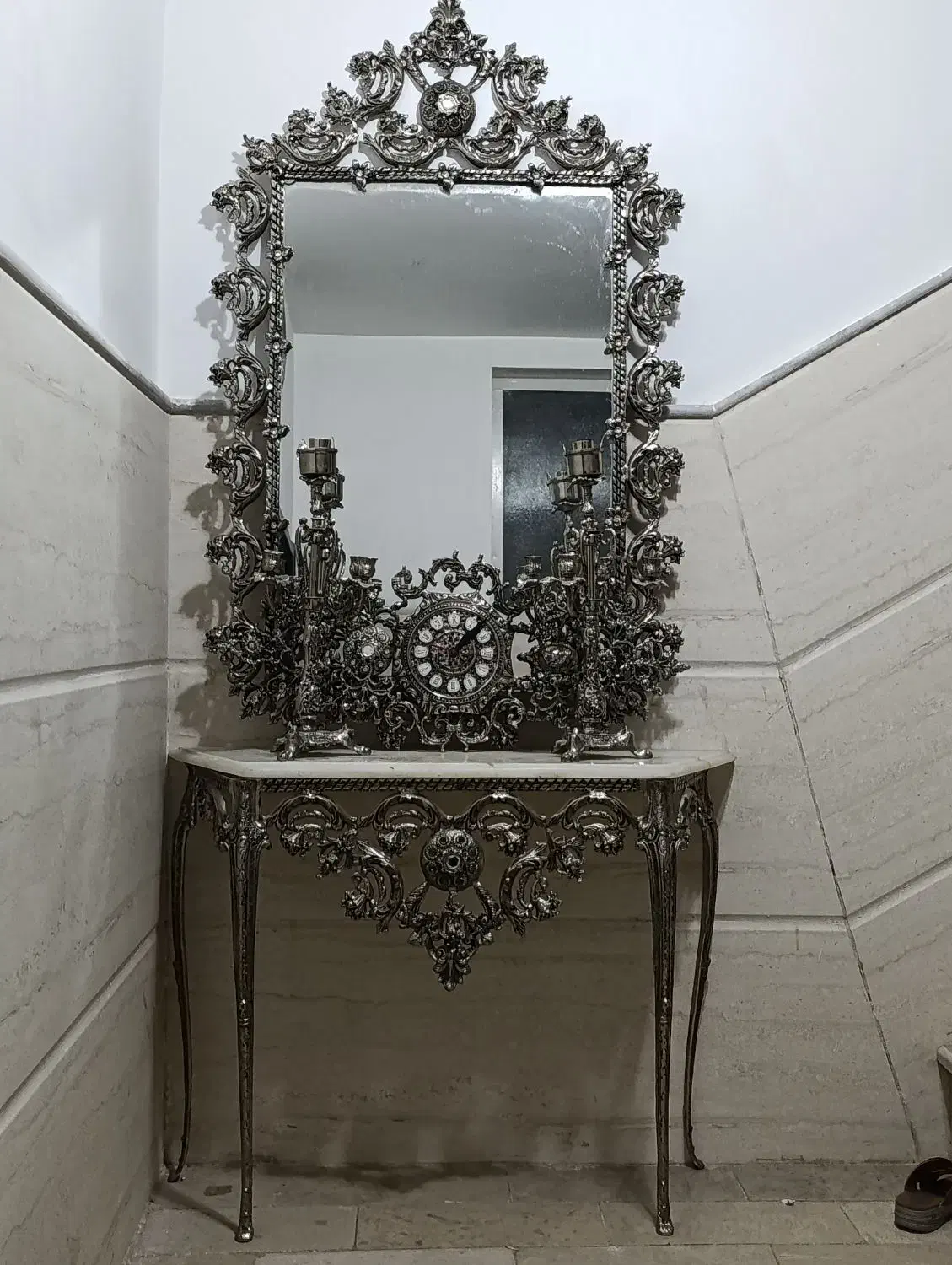 اینه شمعدان برنز لوستر آبکاری|آینه|قم, علی آباد سعدگان|دیوار