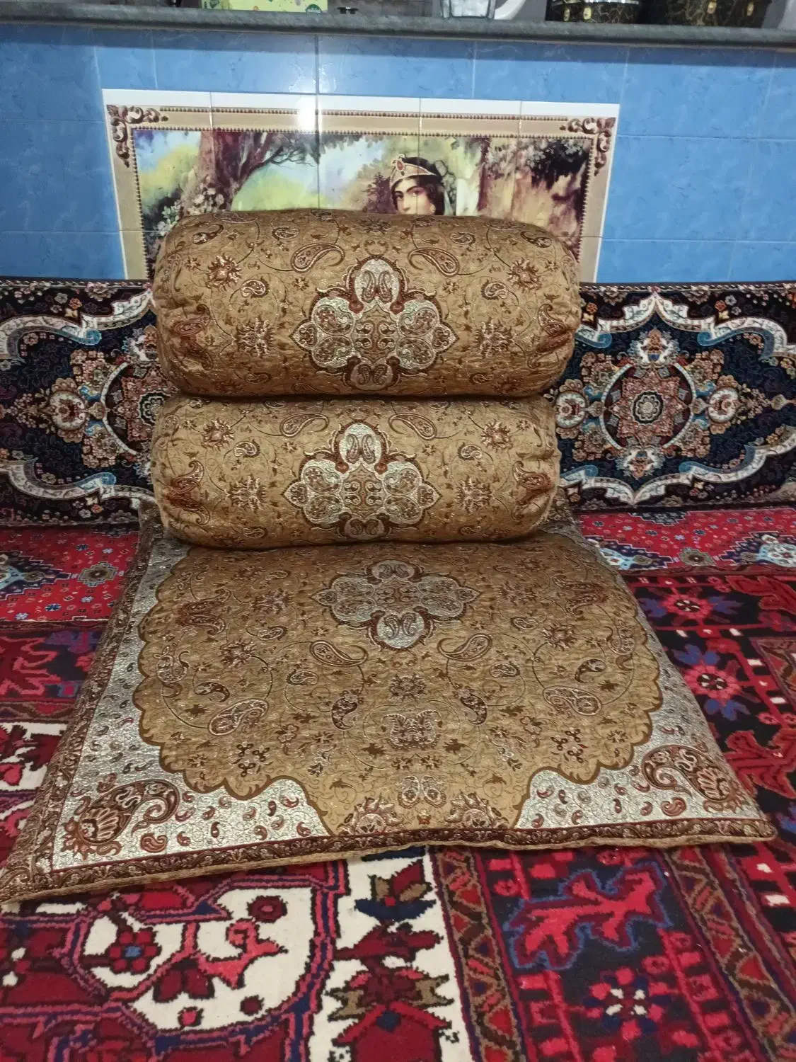 متکا و تشک ترمه ابریشم اعلا|رختخواب، بالش، پتو|تبریز, |دیوار