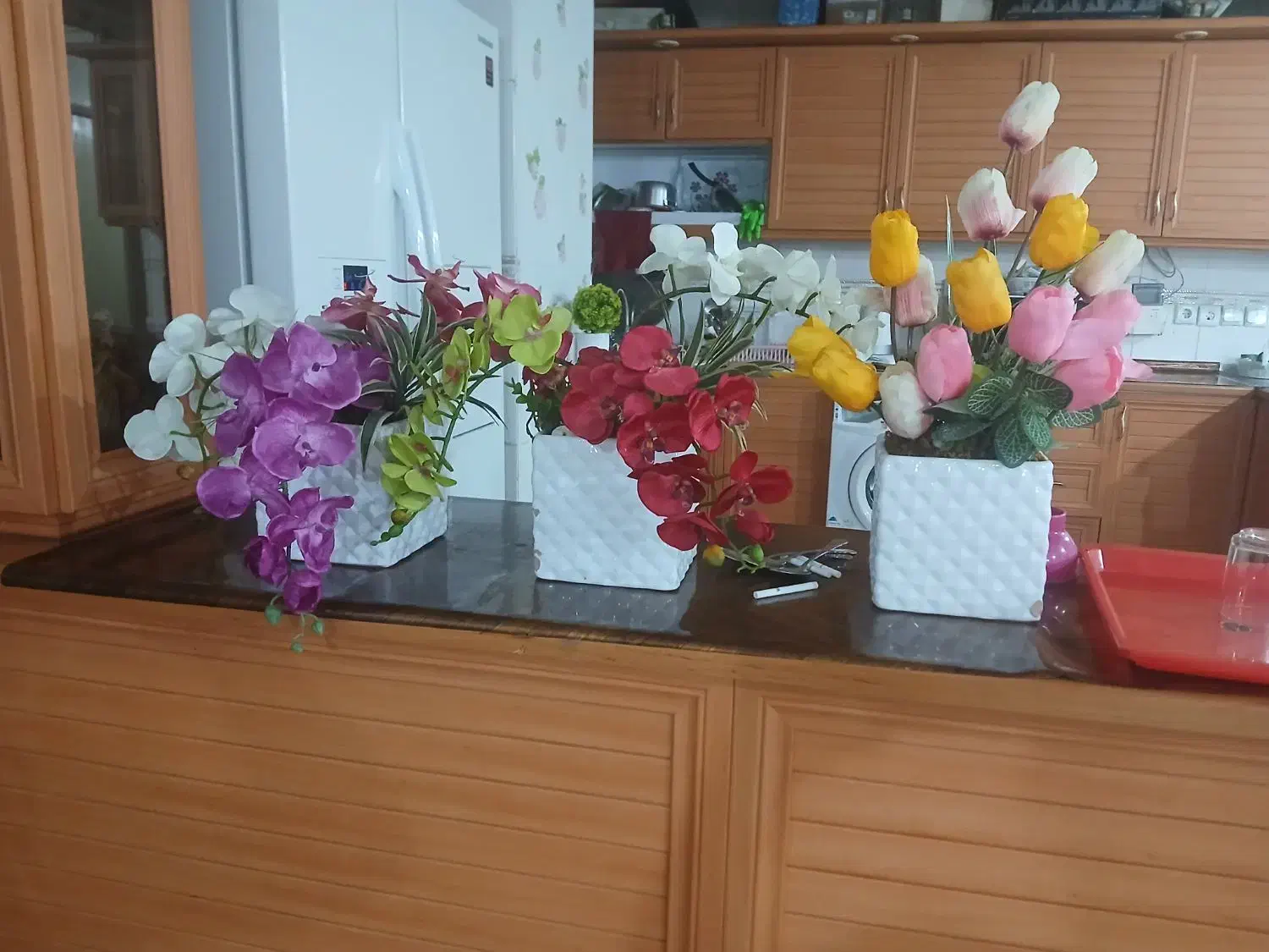 گل مصنوعی باگلدان|گل مصنوعی|اهواز, زیتون کارمندی|دیوار