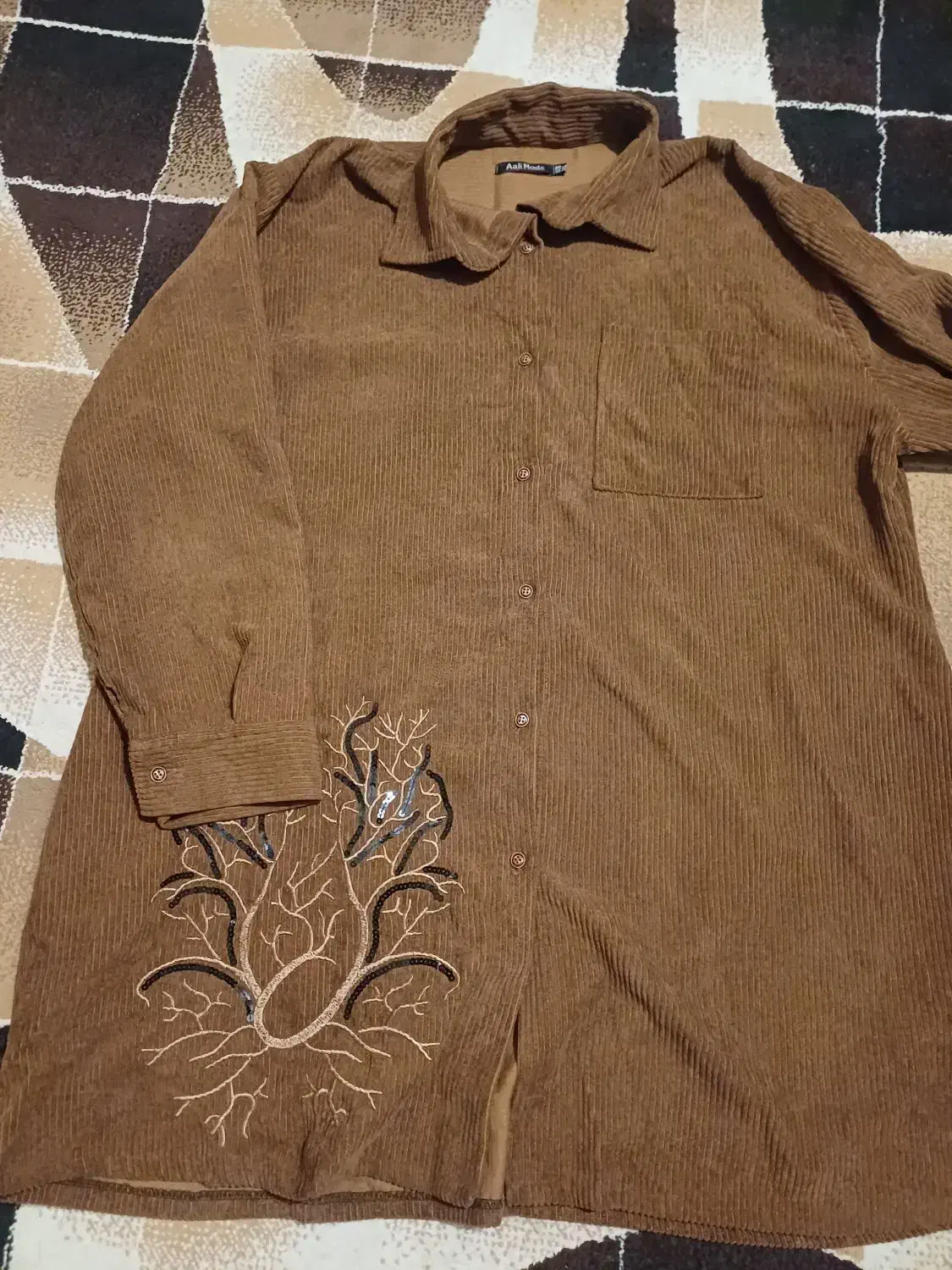 مانتو مخمل کبریتی رنگ‌ شتری|لباس|مشهد, نوید|دیوار