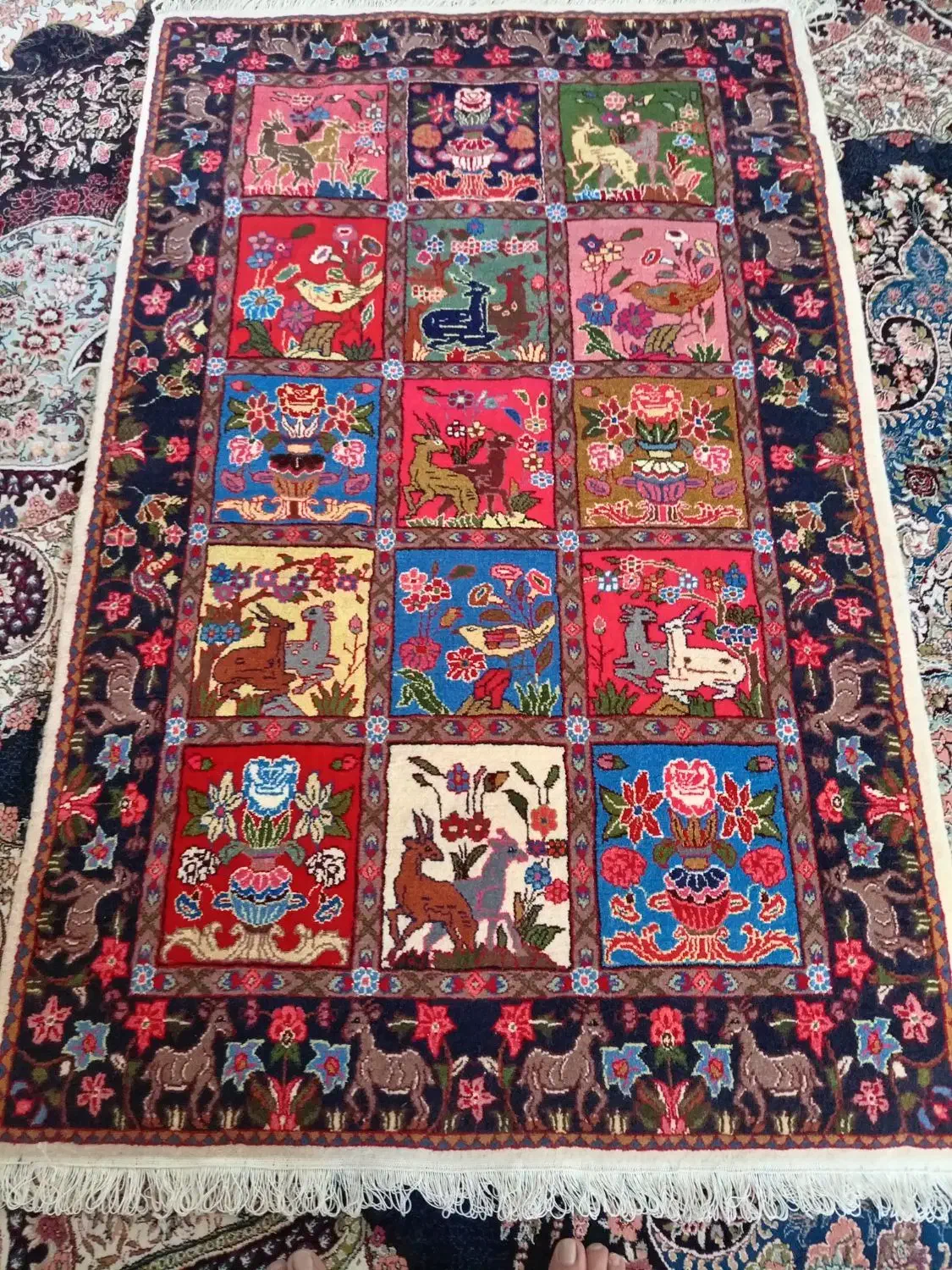 فرش دستباف زرنیم نو|فرش|کرمانشاه, |دیوار