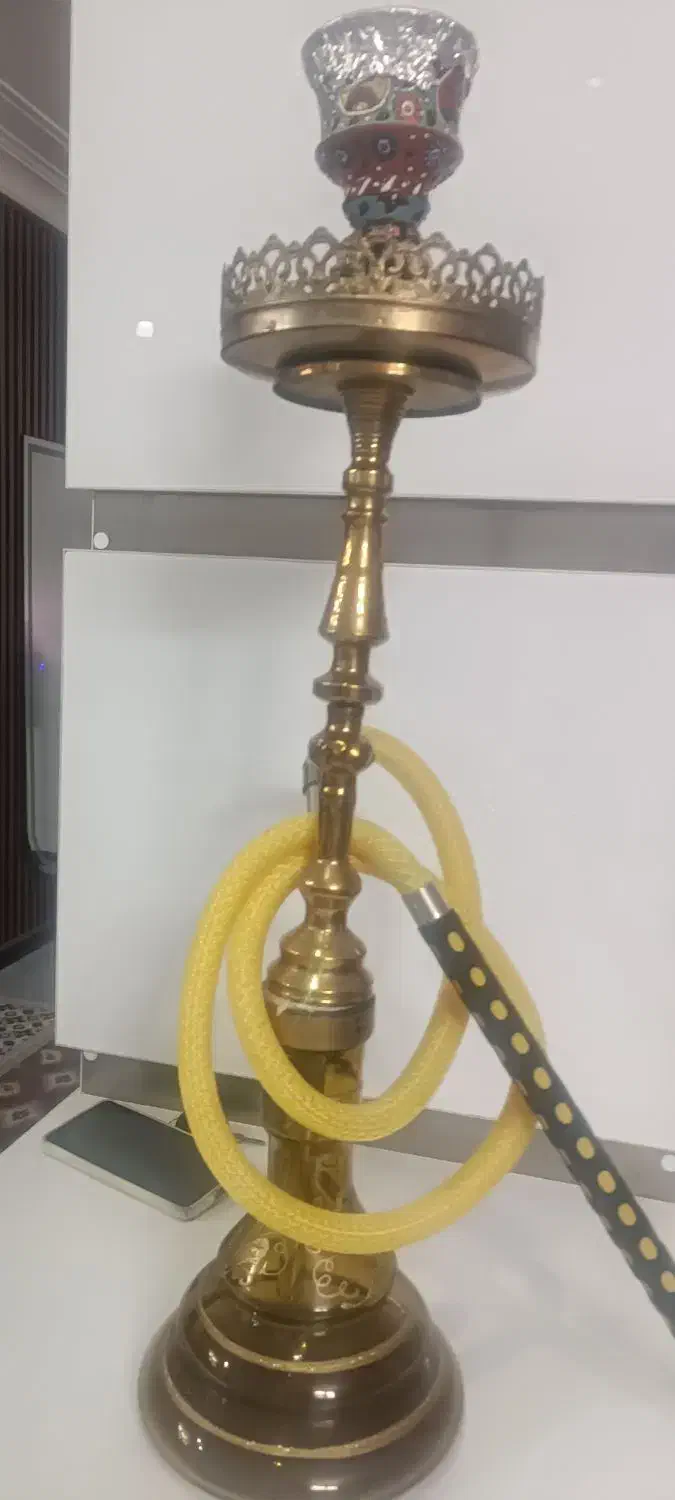 قلیان برنجی شاه عباسی|کلکسیون اشیاء عتیقه|قم, نخودی|دیوار