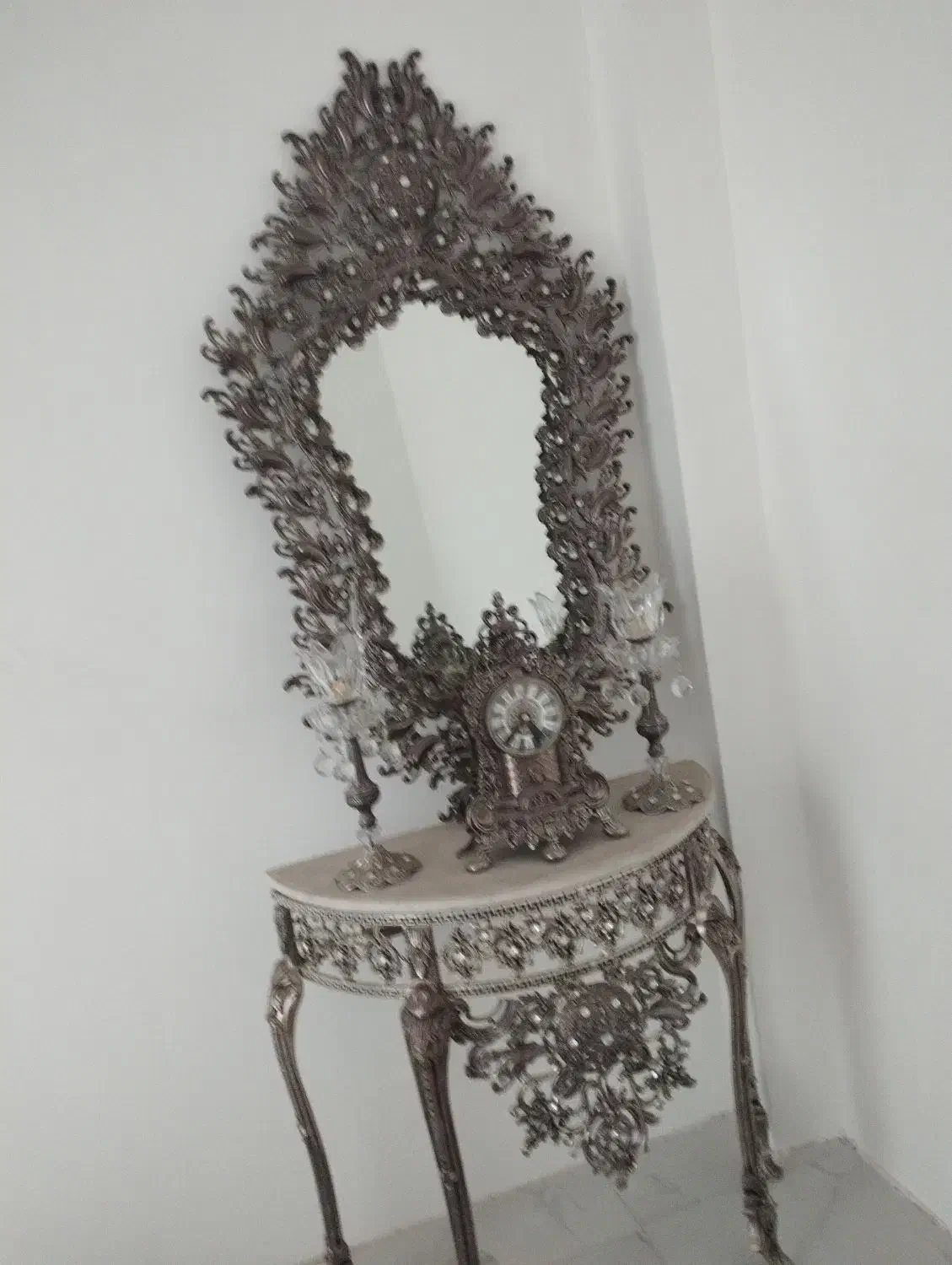 آینه شمعدان ساعت برنز|بوفه، ویترین، کنسول|محمدشهر, یزدیها|دیوار