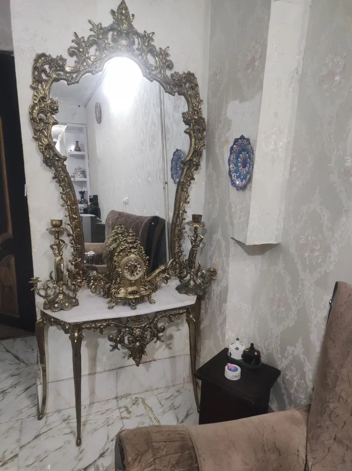 آینه شمعدان برنج|لوستر و چراغ آویز|مشهد, انقلاب|دیوار