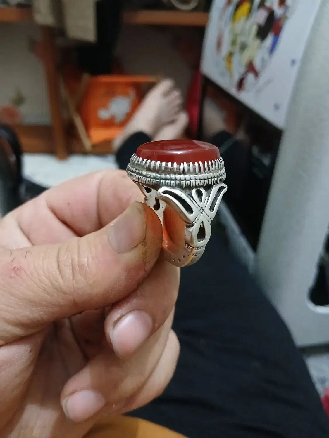 انگشتر نقره قدیمی رکاب دست|جواهرات|خمینی‌شهر, |دیوار