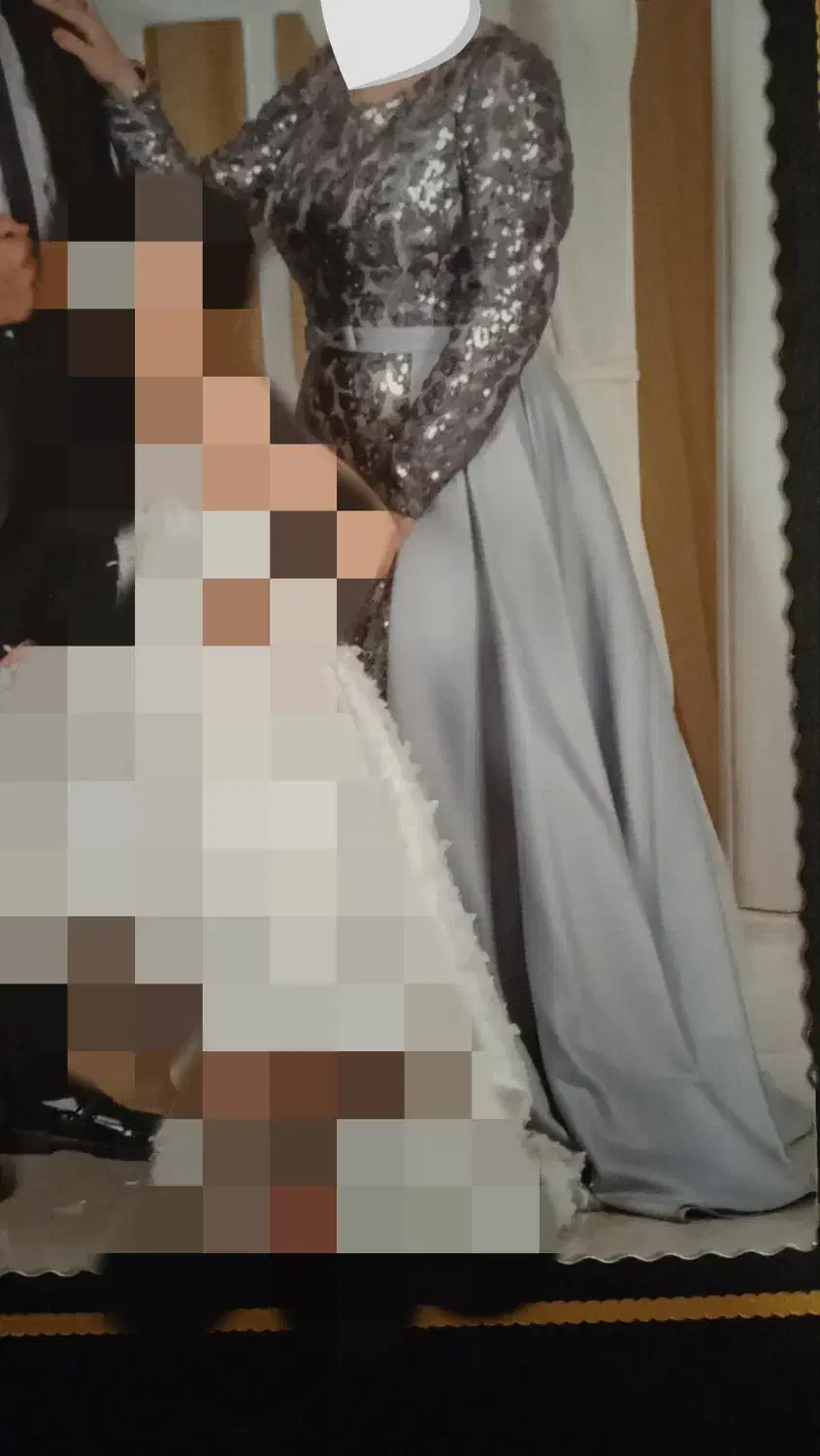 لباس مجلسی بلند طوسی سایز ۴۲ شنل ساتن آمریکای اصل|لباس|ری, علایین|دیوار