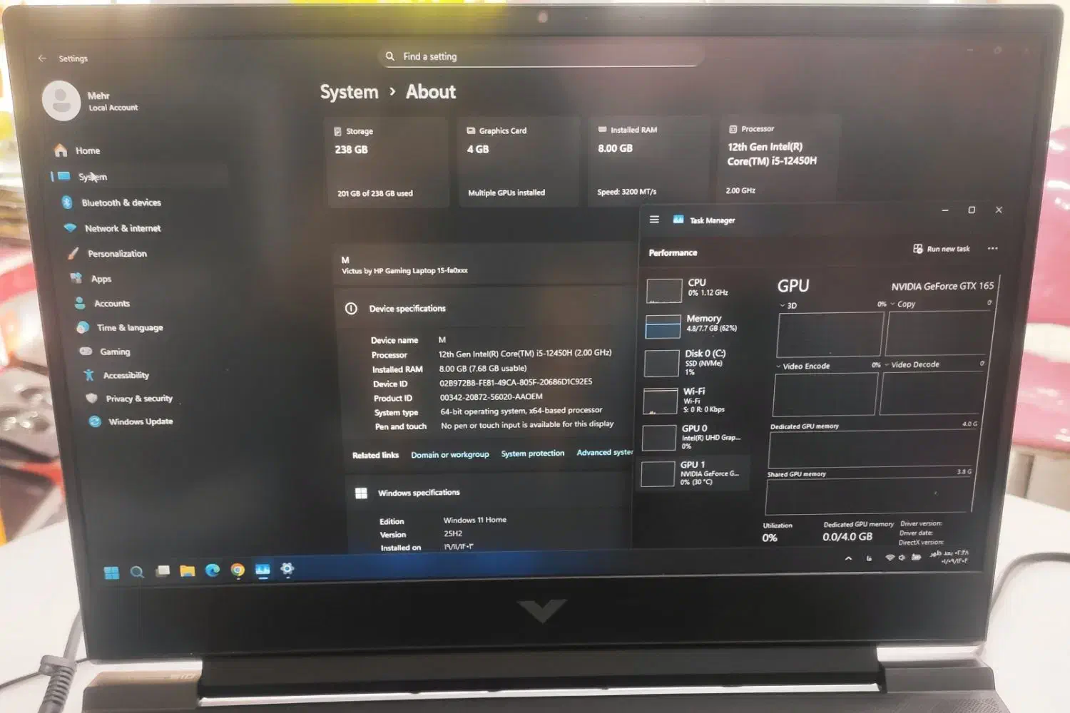 (فروشگاه لپ تاپ) HP victus i5 نسل ۱۲ گرافیک ۴|رایانه همراه|نجفآباد, هفده شهریور|دیوار