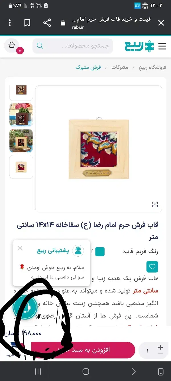 قاب فرش متبرک حرم امام رضا.|تابلو فرش|مشهد, کارمندان دوم|دیوار