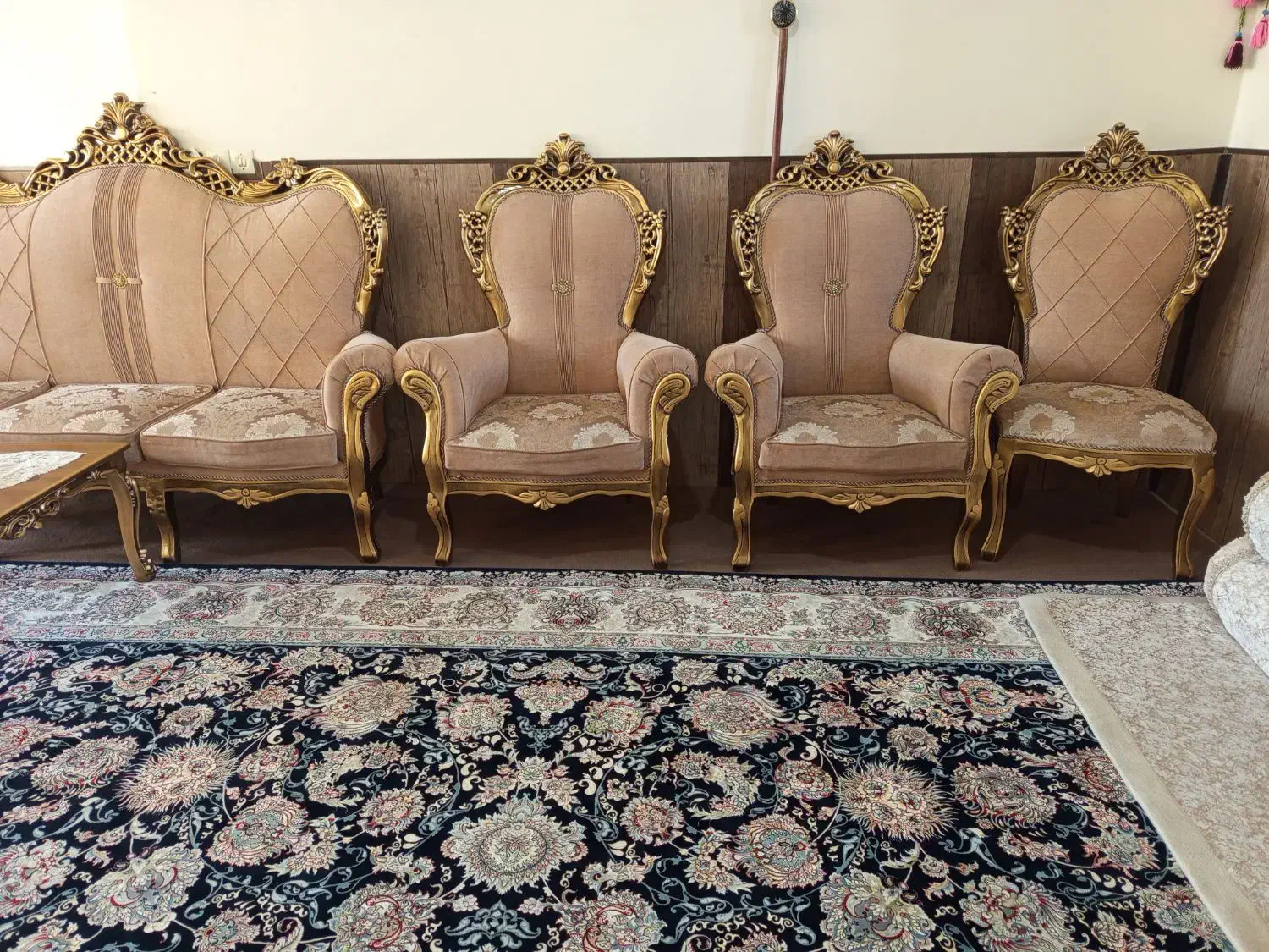 مبلمان سلطنی چوب راش 9نفره|مبلمان خانگی و میز عسلی|اردکان, |دیوار