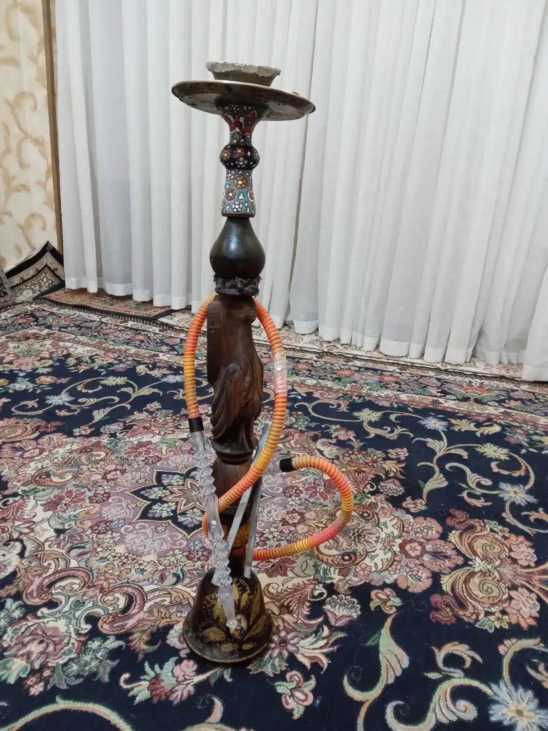 دوعدد قلیان چوبی و برنز|کلکسیون و سرگرمی|اقبالیه, |دیوار