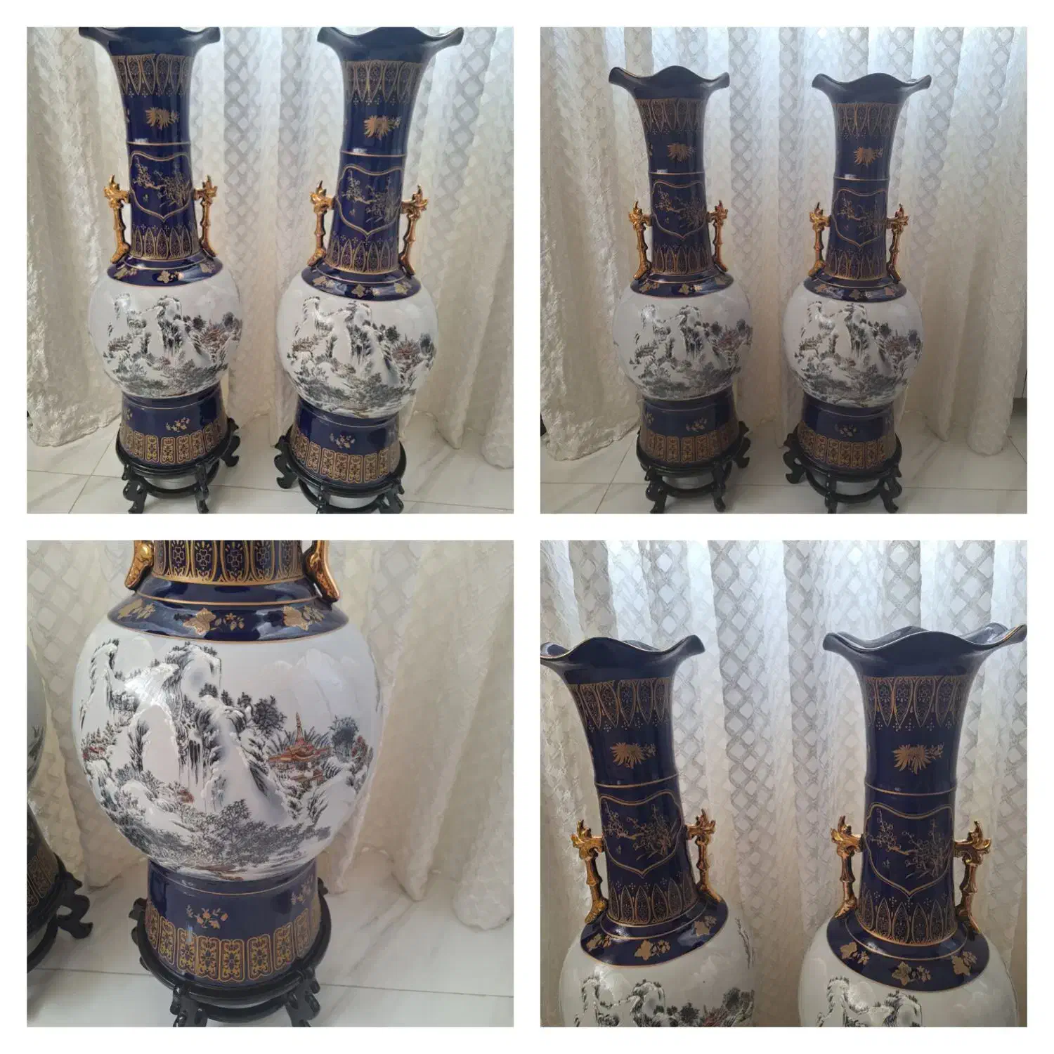 جفت گلدان ۱۱۰ سانتی همراه باپایه چوبی|صنایع دستی و سایر لوازم تزئینی|مشهد, آزادشهر|دیوار