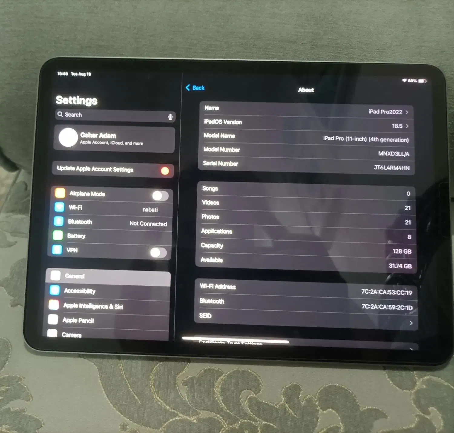 ipad poro 2022 .128 gig m2|تبلت|اسلامشهر, شهرک قائمیه|دیوار