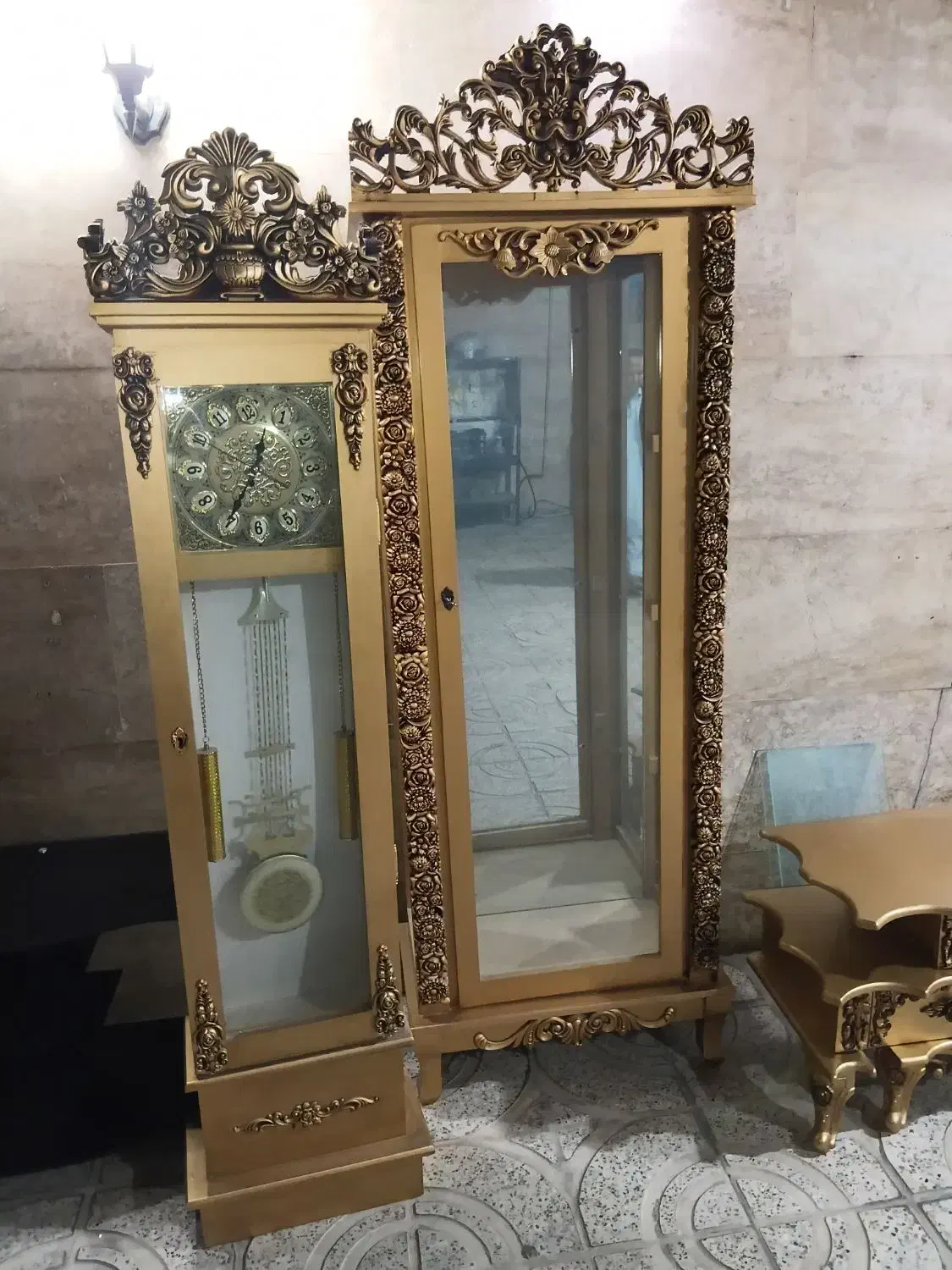 ست بوفه ساعت ایستاده و میز تلویزیون|بوفه، ویترین، کنسول|صباشهر, |دیوار