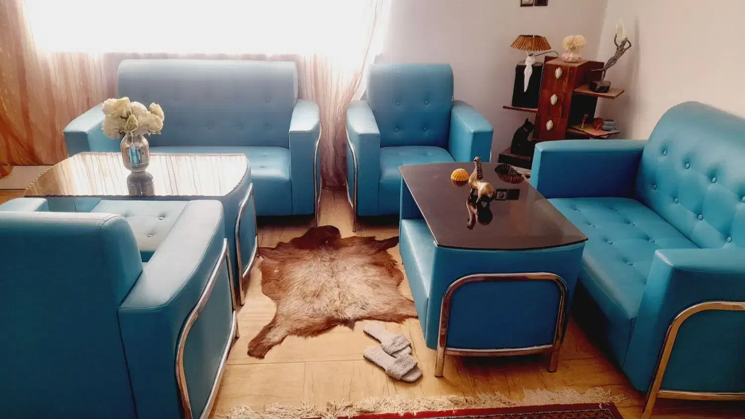 مبلمان طرح اطلس آبی فیروزه ای|مبلمان خانگی و میز عسلی|نیشابور, مازول|دیوار