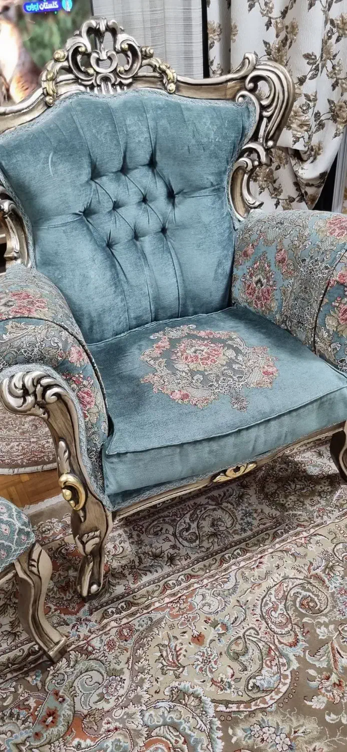 مبل ۹ نفره چوب گردو با پارچه شنل ترک|مبلمان خانگی و میز عسلی|تهران, جردن|دیوار