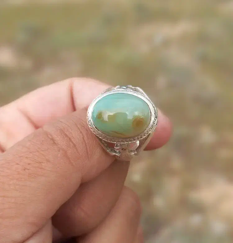 انگشتر نقره عتیقه ، عقیق سبز باباقوری کمیاب|کلکسیون اشیاء عتیقه|شیراز, مسلم|دیوار