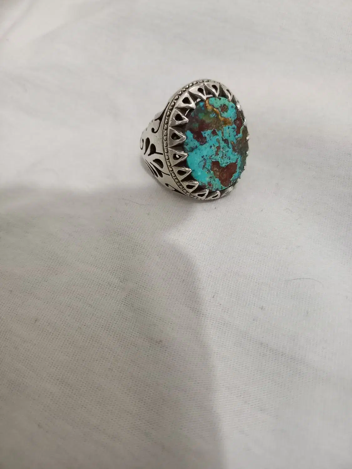 انگشتر نقره نگین فیروزه نیشابور اصل|جواهرات|معصومیه, |دیوار