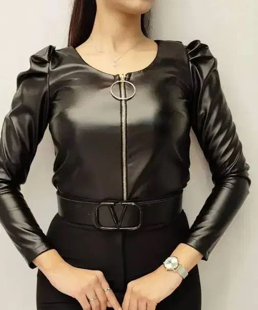 شومیز چرمی مشکی|لباس|تاکستان, |دیوار