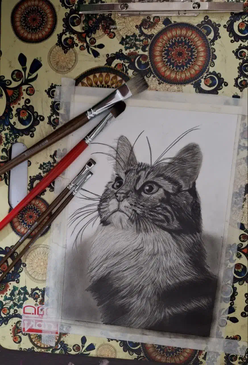 نقاشی سیاهقلم|تابلو، نقاشی، عکس|یزد, |دیوار