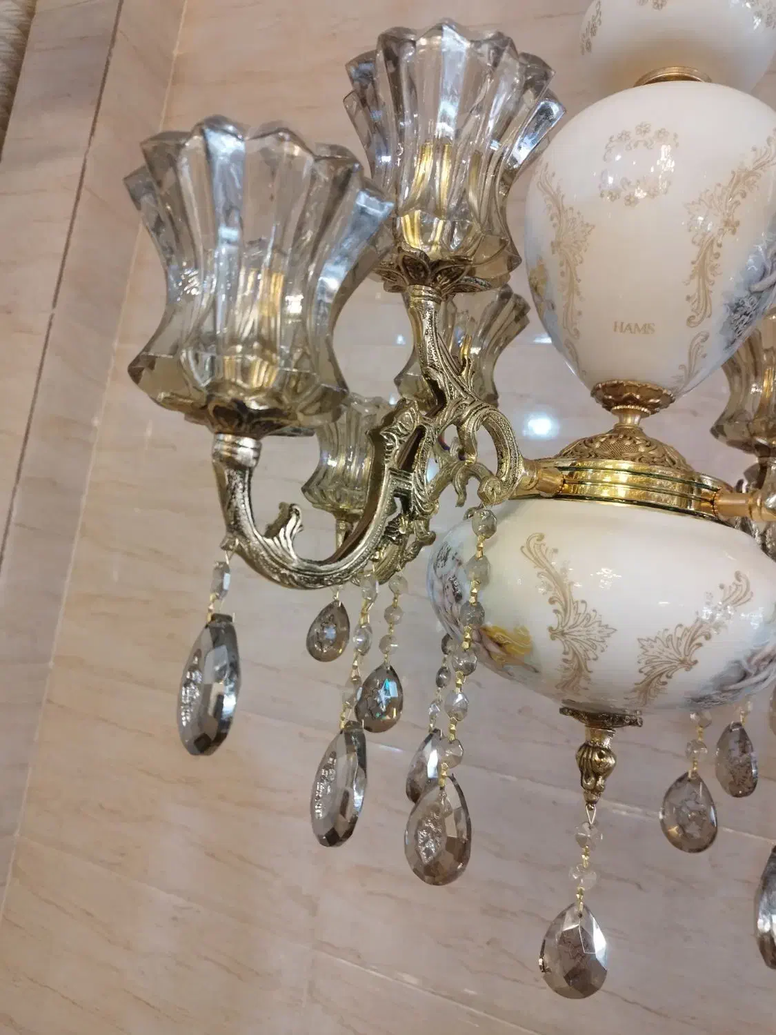 لوستر زنبق ستاره 10شعله برنزی|لوستر و چراغ آویز|تبریز, |دیوار