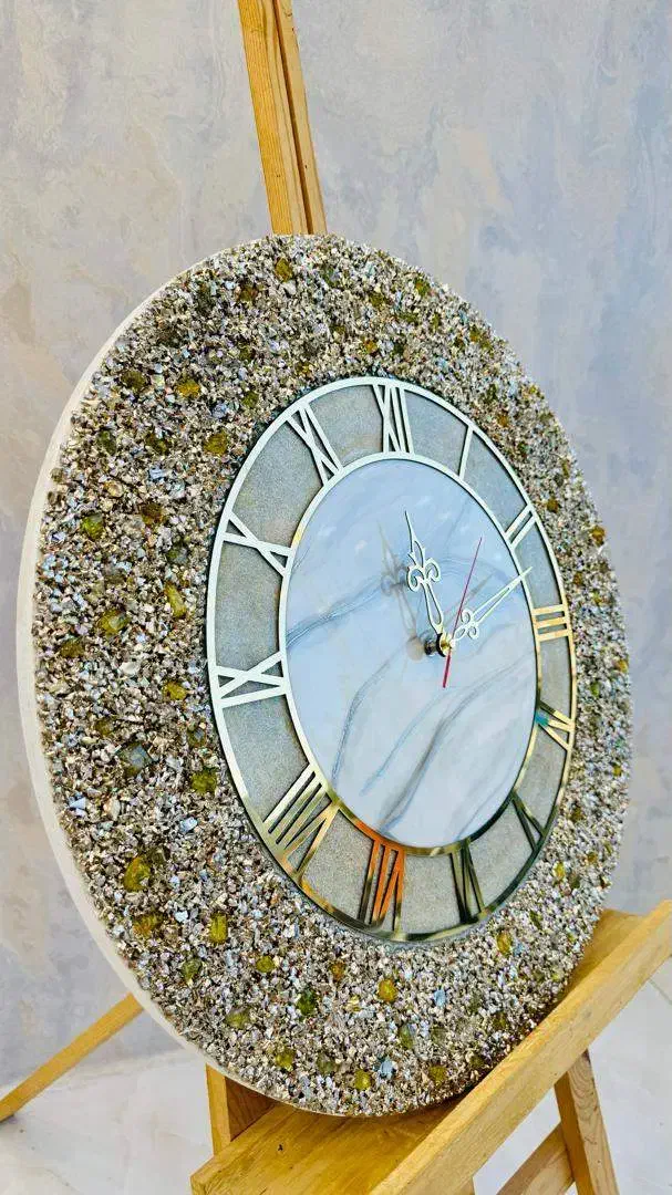 ساعت رزین طلایی|ساعت دیواری و تزئینی|لامرد, |دیوار