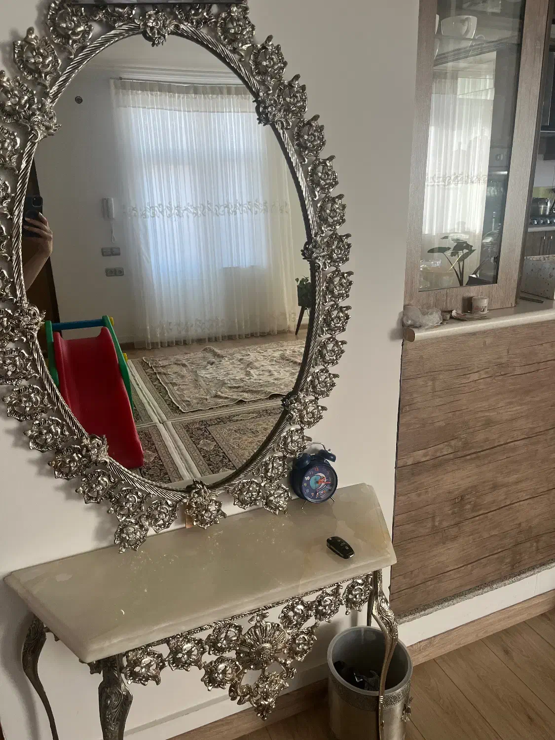 آینه و شمعدان برنز|بوفه، ویترین، کنسول|نقده, |دیوار